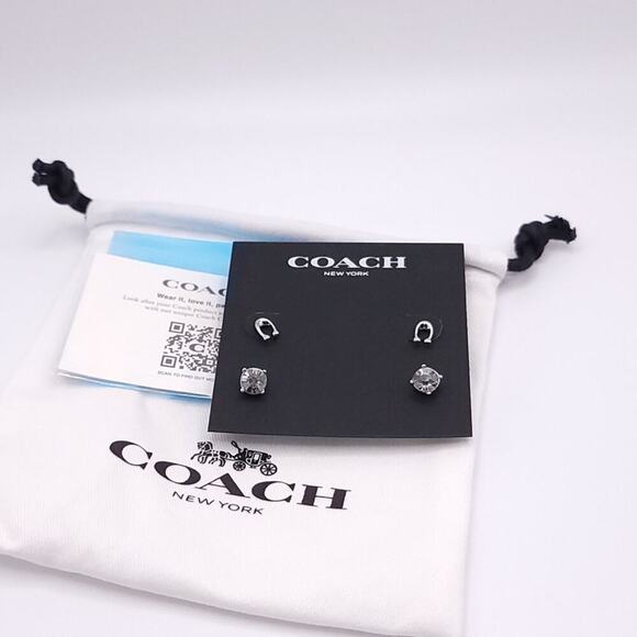 Coach Signature C and Stone Stud Earring Set - Picture 7 of 10